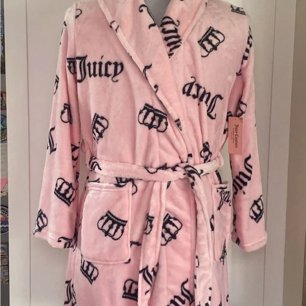 Juicy Couture Blush Pink Robe with Black Crown Motif